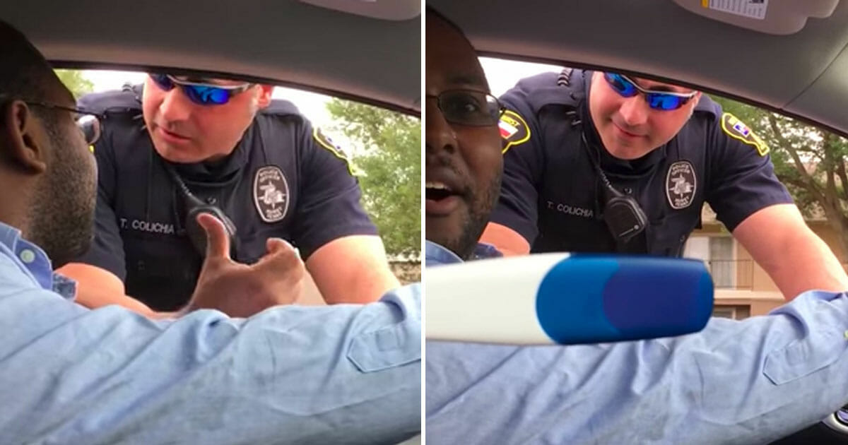An officer stopped a man for driving with a baby without safety chair, he was shocked when he saw what his wife was holding