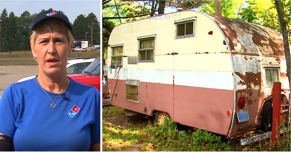 A woman brought pizza to a rusty caravan: she opened the door and made a startling discovery inside