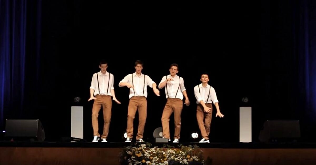 Four teens danced to a '60s hit, but watch their dance change when the music suddenly switches