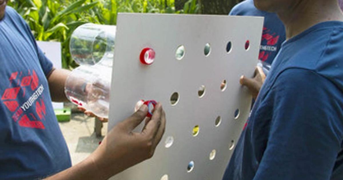 He connected plastic bottles to a cardboard and put it on the window, for a genius reason!
