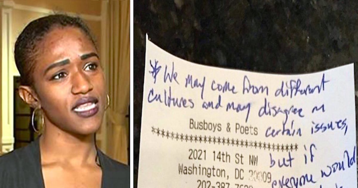 A black waitress had to serve a Donald Trump supporter - an hour later she saw this on the table