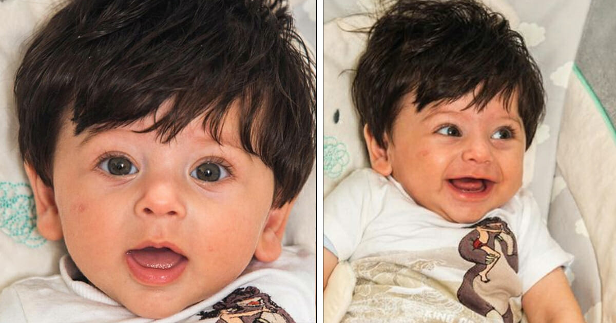 A baby earned the nickname ‘Mowgli’ after being born with 5 cm of thick black hair