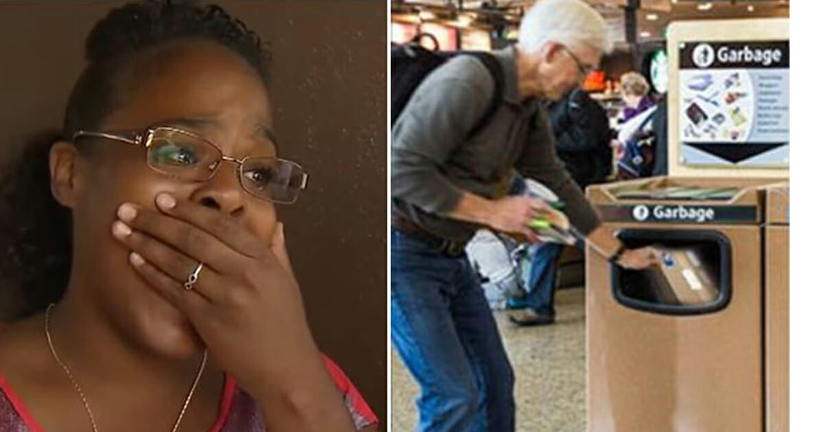 A woman saw a crying man who was forced to throw a gift in the trash at the airport - what she took out of the trash broke her heart