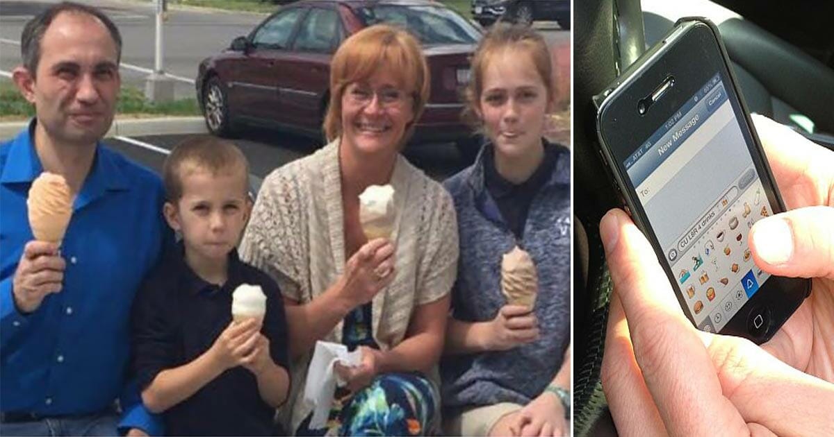 Woman took a normal photo of a family eating ice cream - a few days later she received a text message from an unknown number that made her shiver